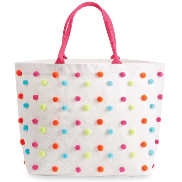 Pom Pom Beach Tote, 2 Colors Available